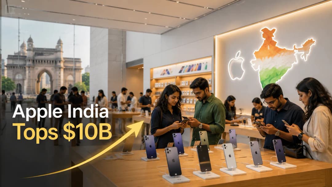 Apple India Sales Cross $10 Billion for First Time as iPhone Production Reaches 25%